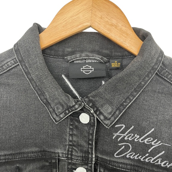 NWT Harley-Davidson® Women's Black Denim Jacket Medium - Picture 5 of 14